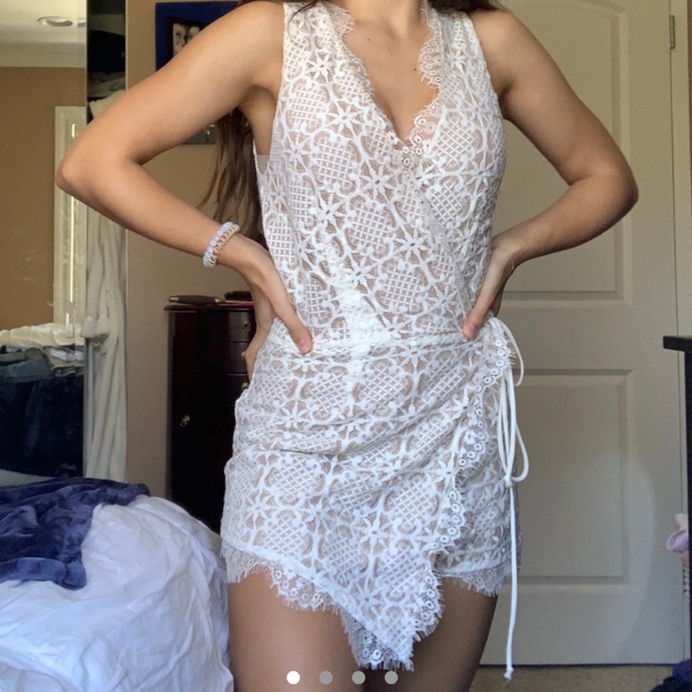 White Lace Romper Dress
